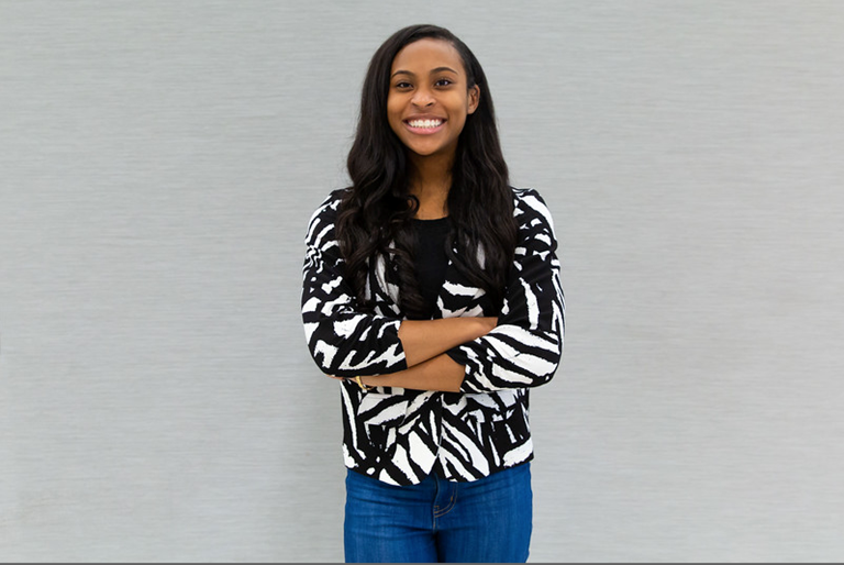 High school girl smiling