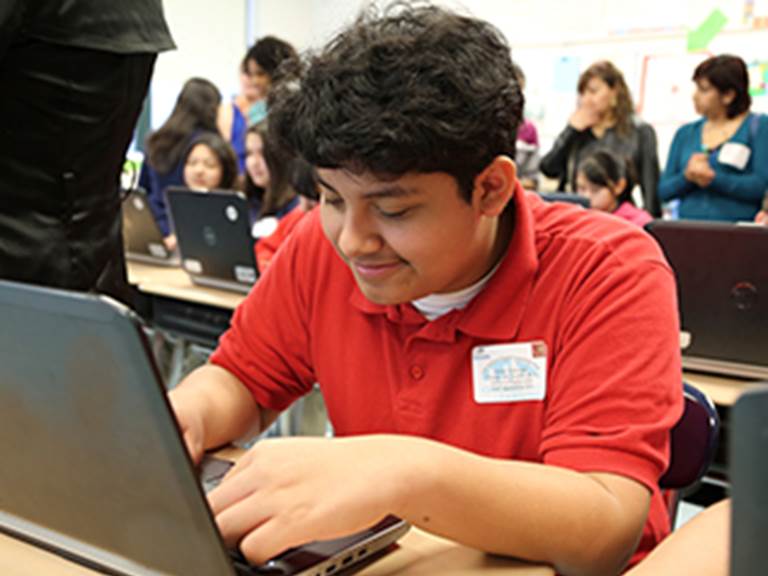 Student working on laptop