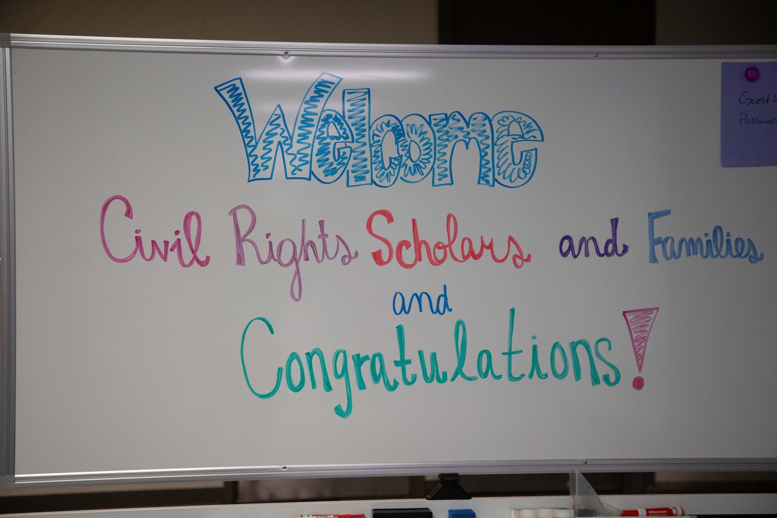 welcoming white board