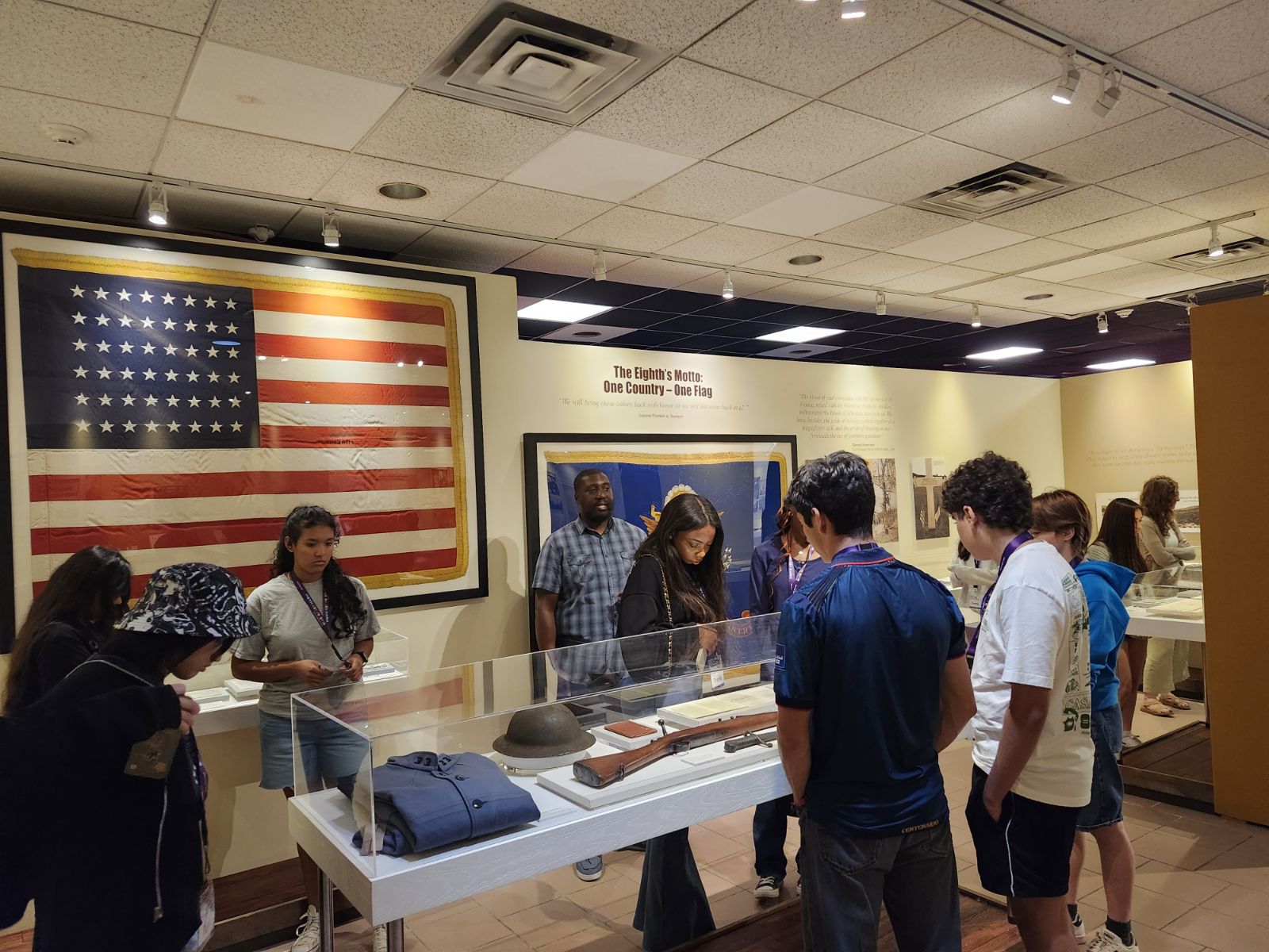 students viewing exhibit