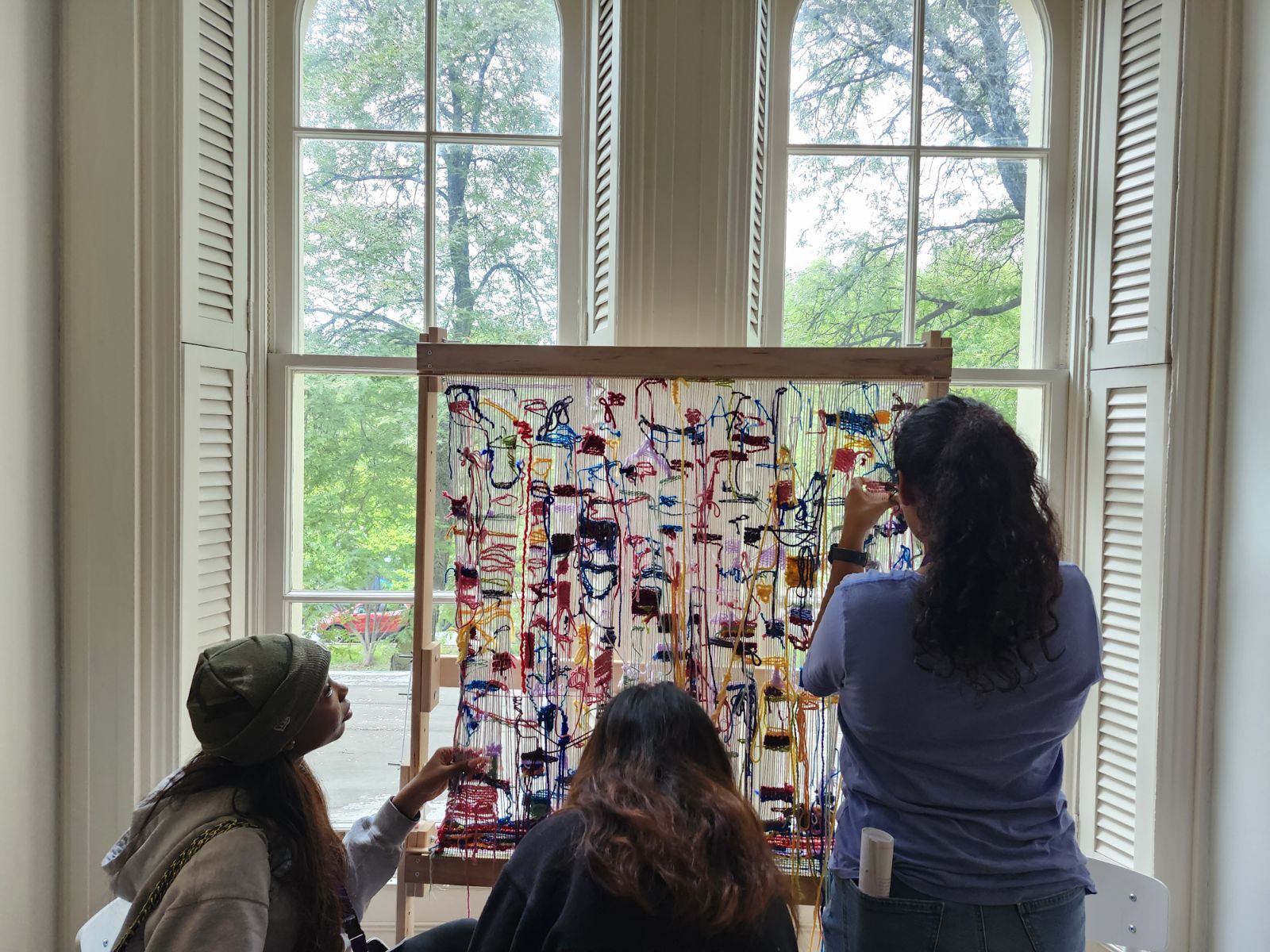 students viewing art