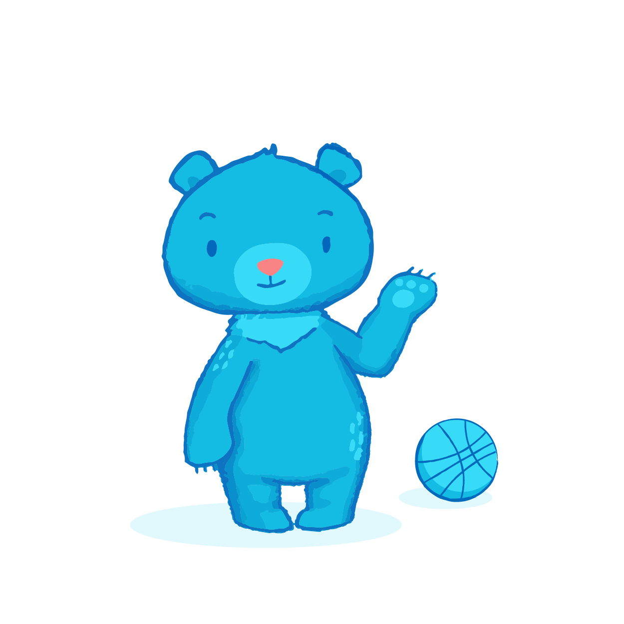 Drawing of little bear dribbling a basketball