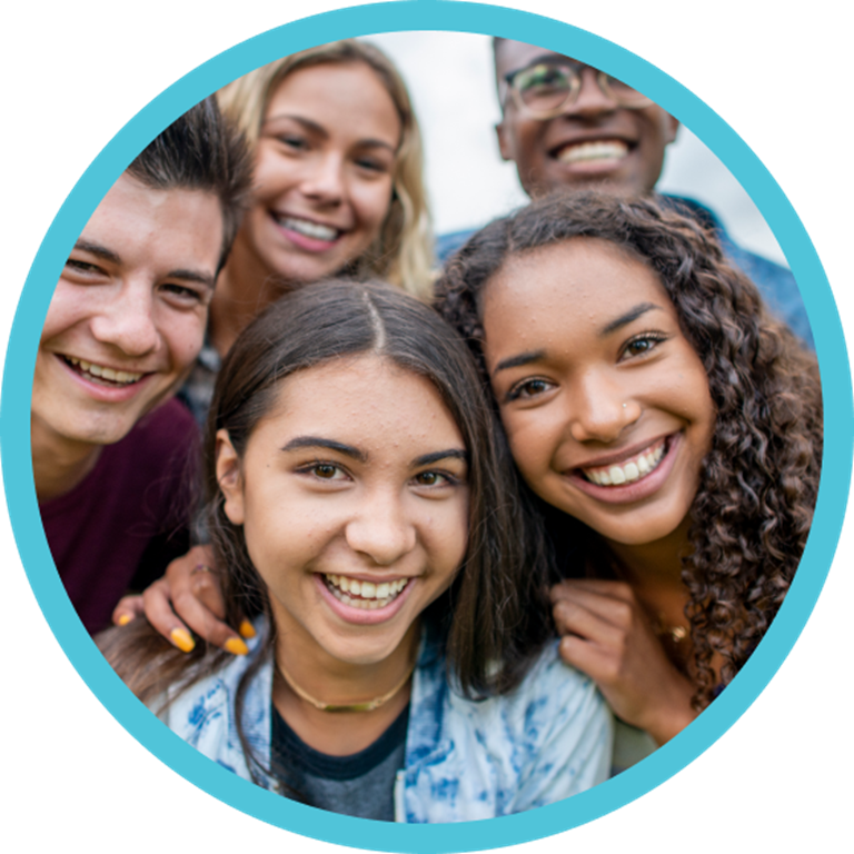 Group of high school students smiling