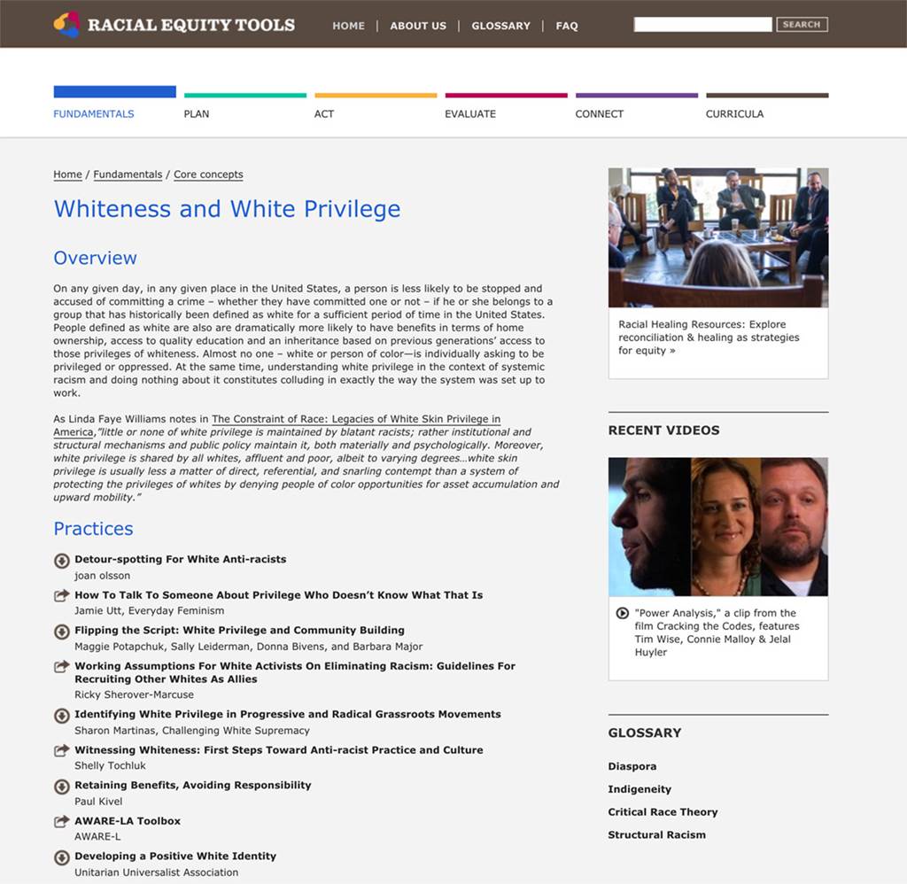 Racial Equity Tools’ Whiteness and White Privilege Section - image