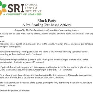 Document screenshot for Block Party: A Pre-Reading Text-Based Activity 