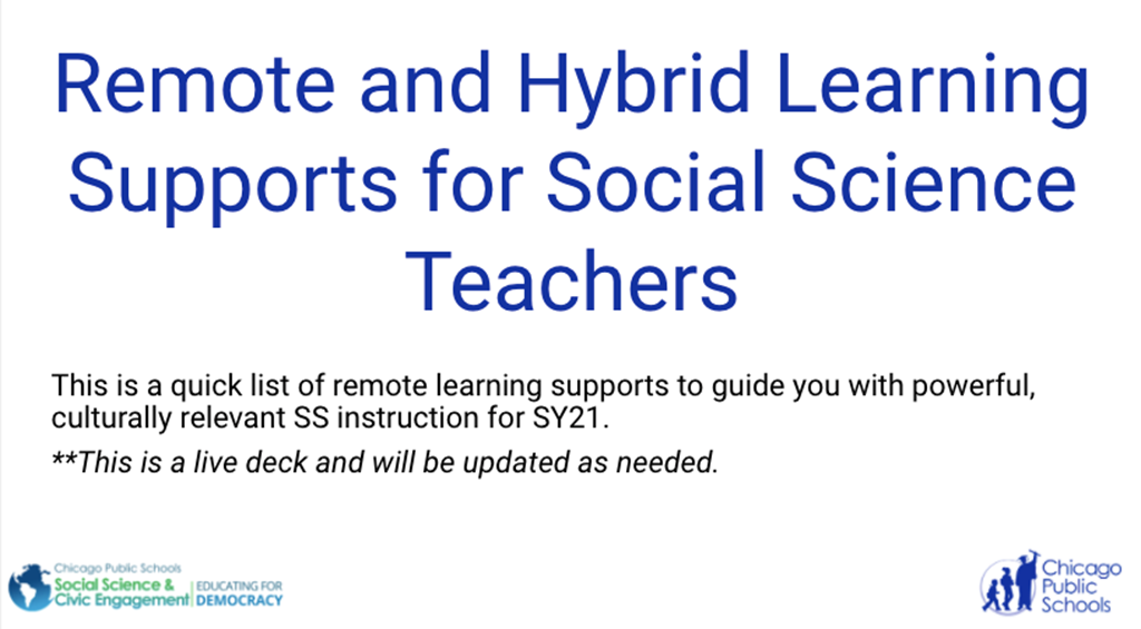 Remote and Hybrid Learning Supports for Social Science Teachers screenshot