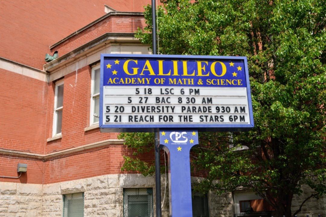 school sign outside Galileo Academy