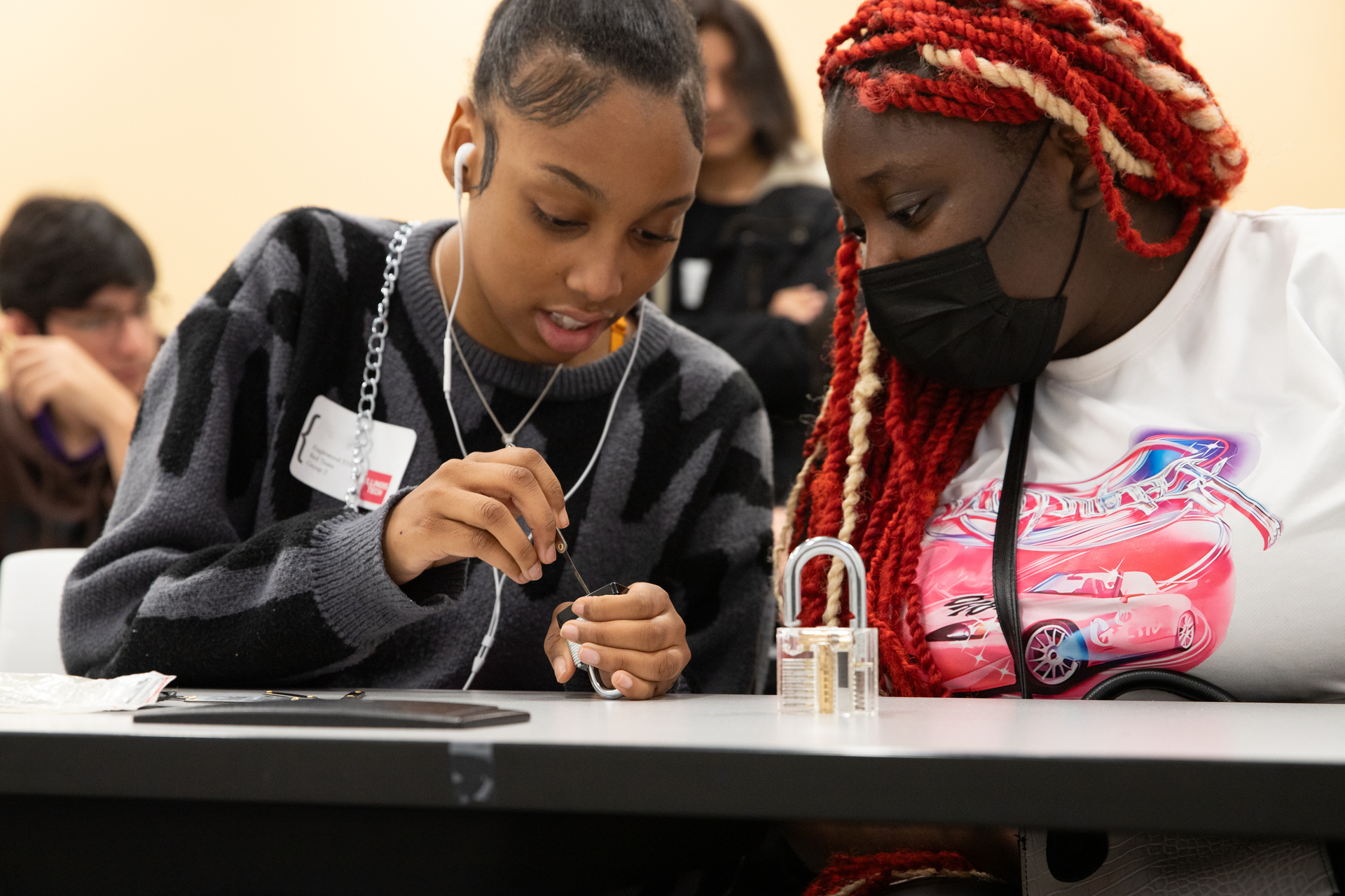 Students working together with wires
