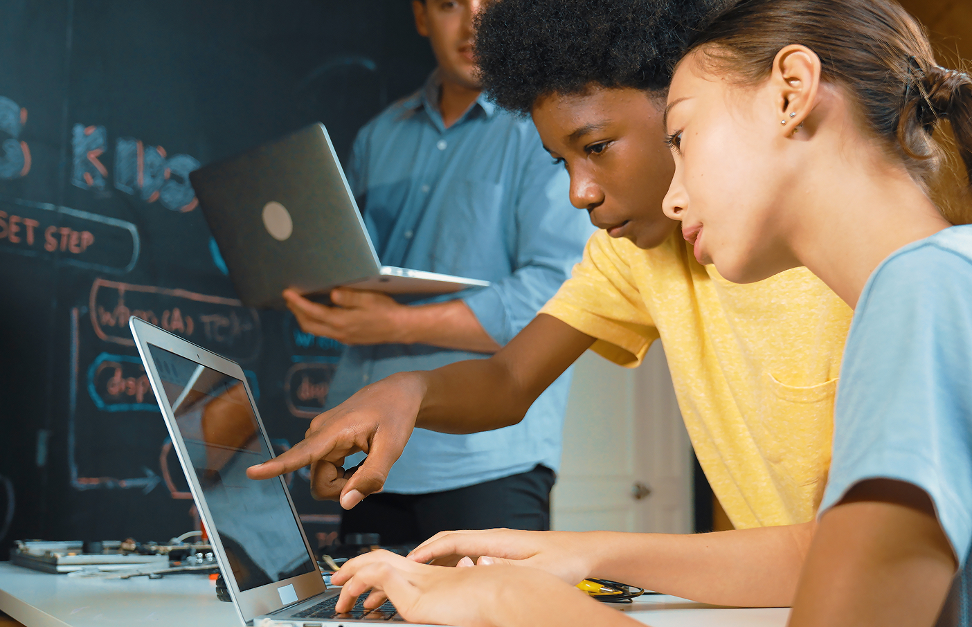 students at screens