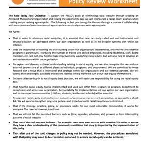 Racial Equity Tool: Policy Review Worksheet - image