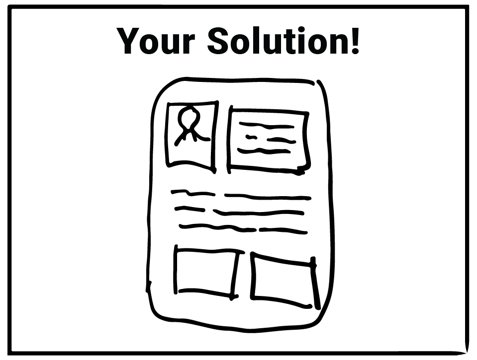 sketch of paper with words "your solution"