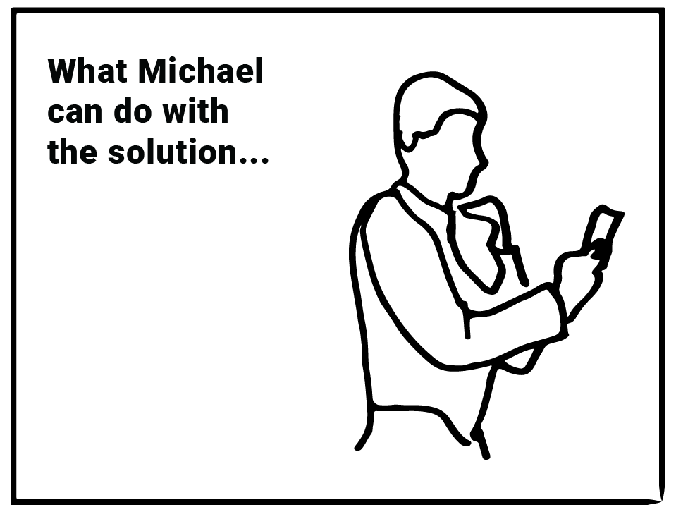 sketch of man thinking, what can Michael do with the solution