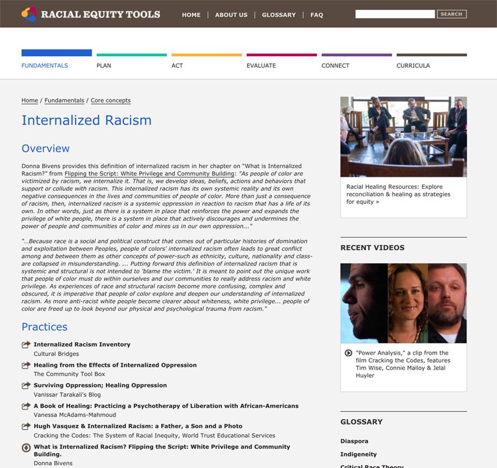 Racial Equity Tools’ Internalized Racism Section - image