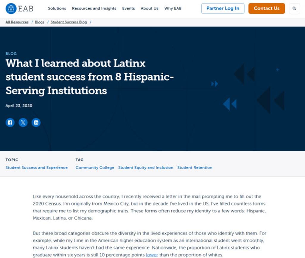 What I learned about Latinx student success from 8 Hispanic-Serving Institutions - Banner