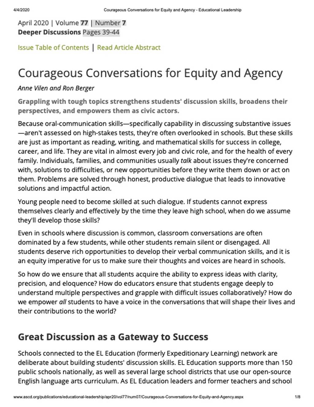 Courageous Conversations for Equity and Agency Image