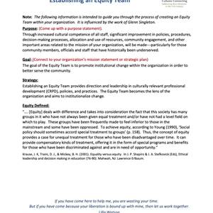 Establishing an Equity Team - Document image
