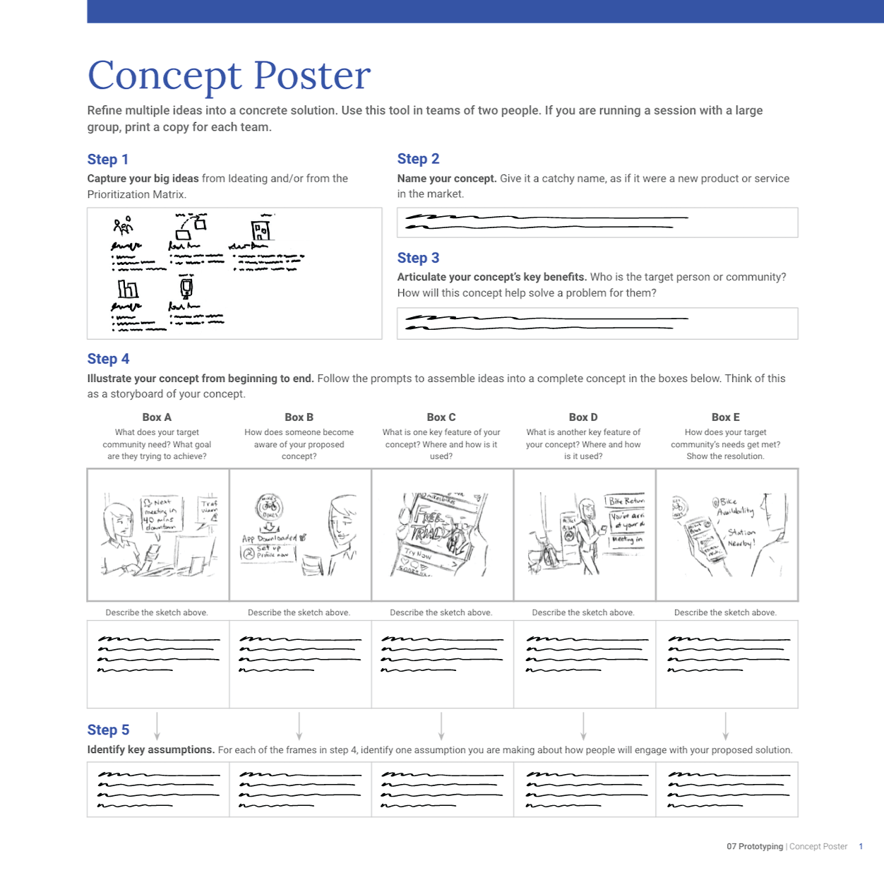 Sketch of completed Concept-Poster leading to sketch of prototype builder