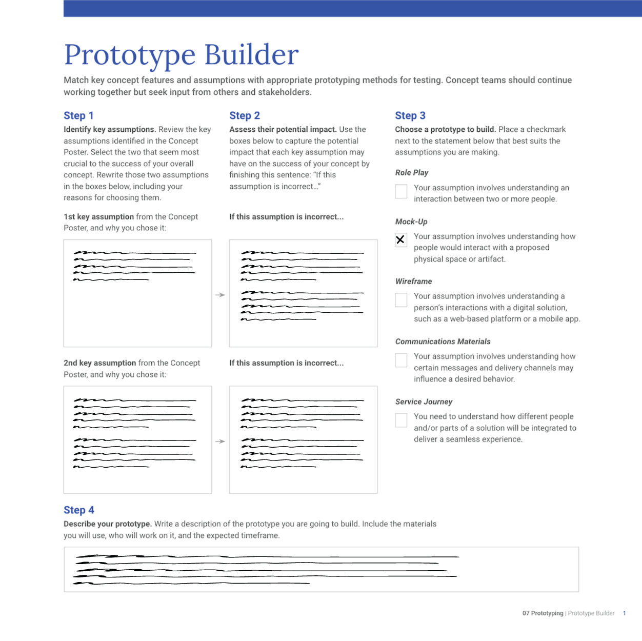 sketch of completed Prototype-Builder worksheet 