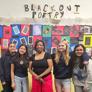 Ms. De'Andrea Bell, ELA Teacher, and students at Thorp ES