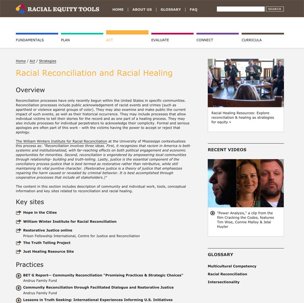 Racial Equity Tools’ Racial Reconciliation and Racial Healing Section - image