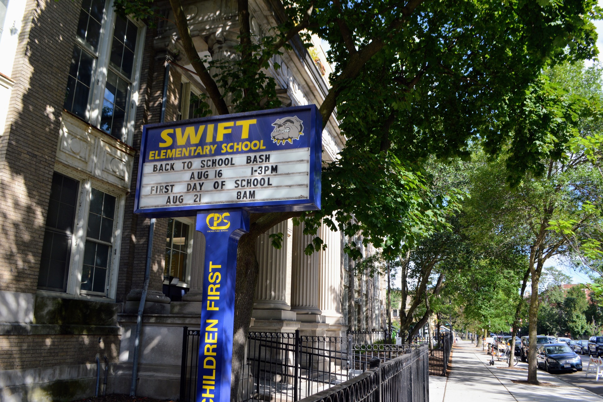 Swift sign outside school