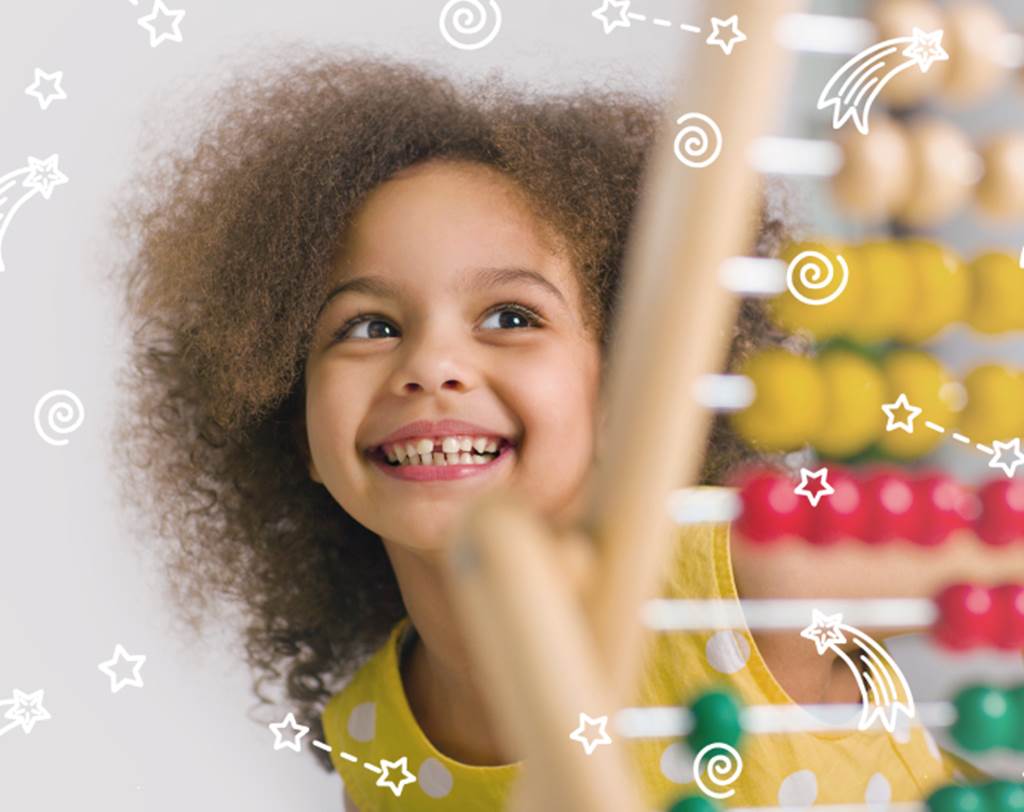 Young child showing excitement about learning