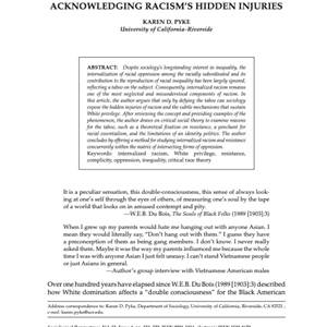 What is Internalized Racial Oppression and Why Don't We Study It? Acknowledging Racism's Hidden Injuries - image