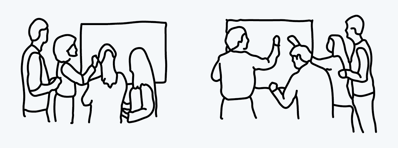 sketch of teams at whiteboard