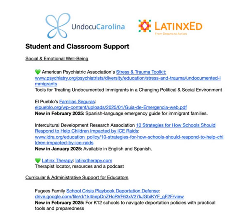 2025 UndocuCarolina K14 Educator Ally Resources Banner