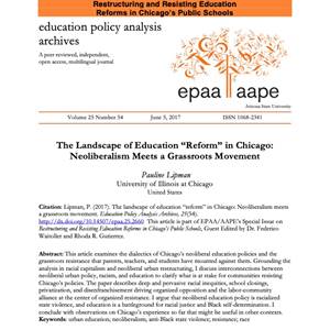 The Landscape of Education “Reform” in Chicago: Neoliberalism Meets a Grassroots Movement - Document image