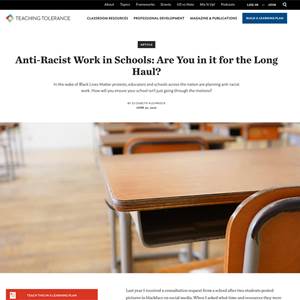Anti-Racist Work in Schools: Are You in it for the Long Haul website screenshot