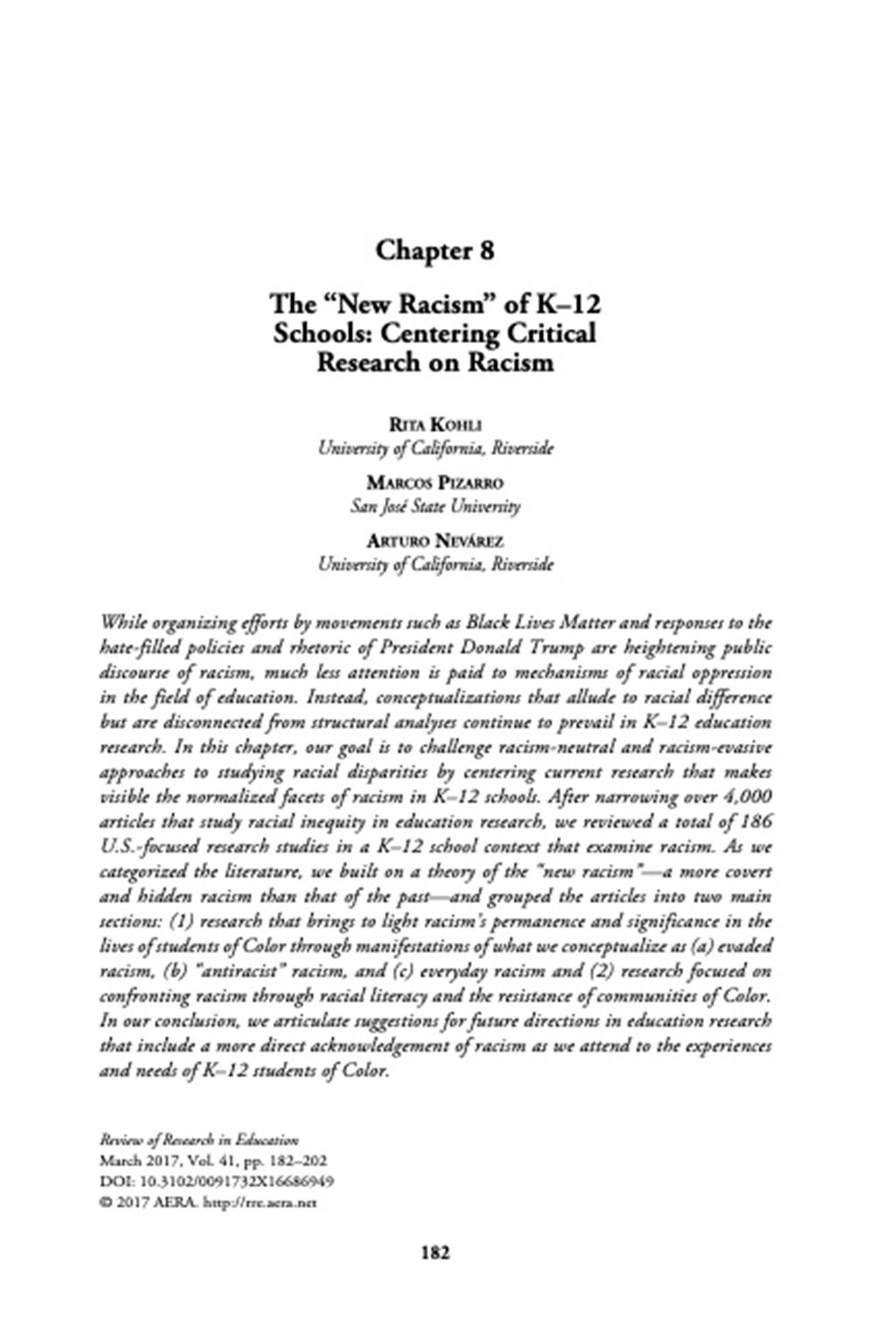 The “New Racism” of K–12 Schools: Centering Critical Research on Racism - image