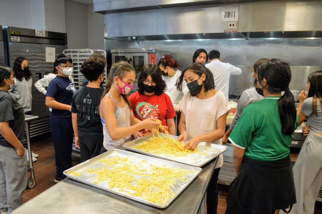 image of students in large kitchen