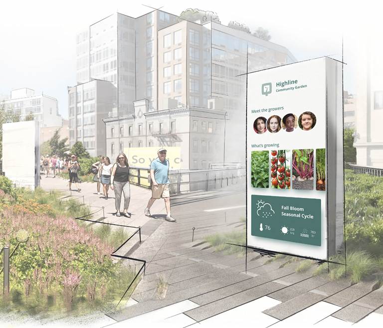 drawing of large outdoor standing sign in park