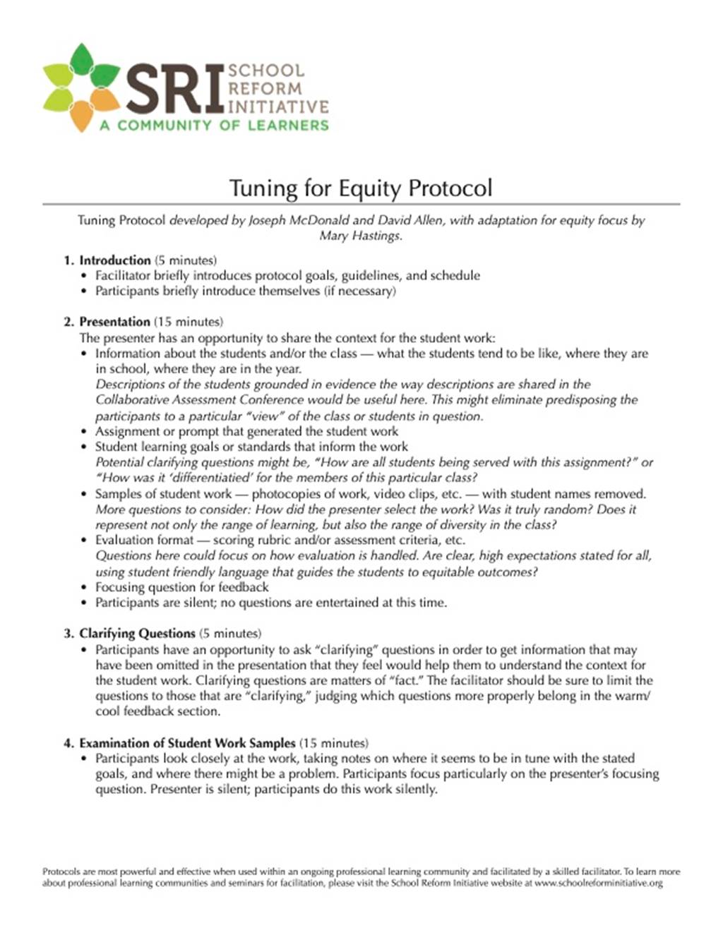 Tuning for Equity Protocol - Document images