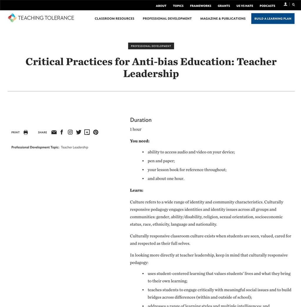Critical Practices for Anti-bias Education: Teacher Leadership - image