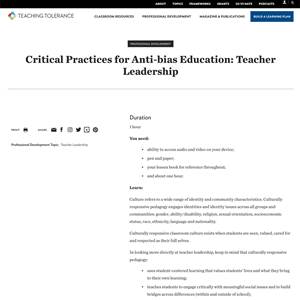 Critical Practices for Anti-bias Education: Teacher Leadership - image