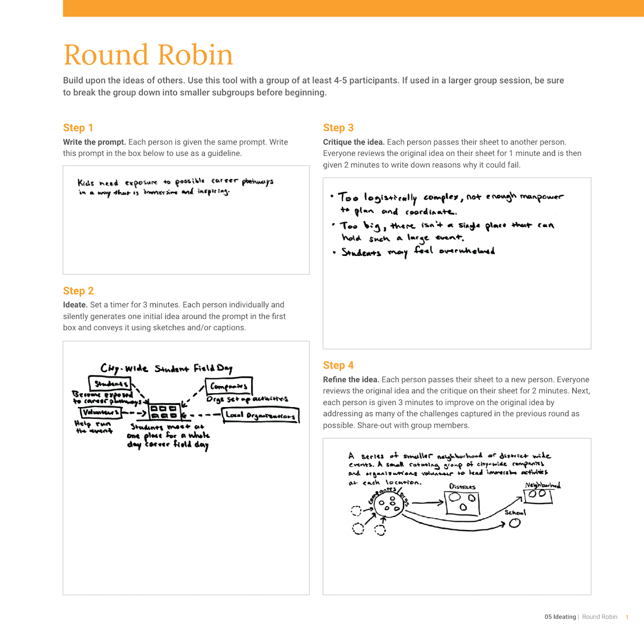 image of sample round robin worksheet page 1