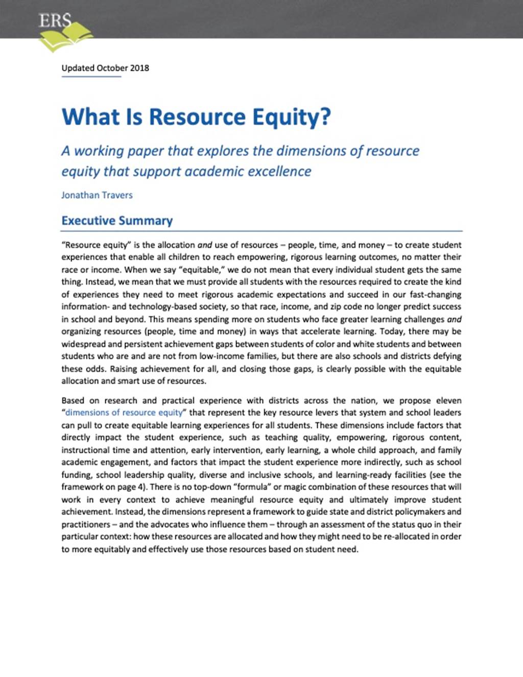 document screenshot of What is Resource Equity