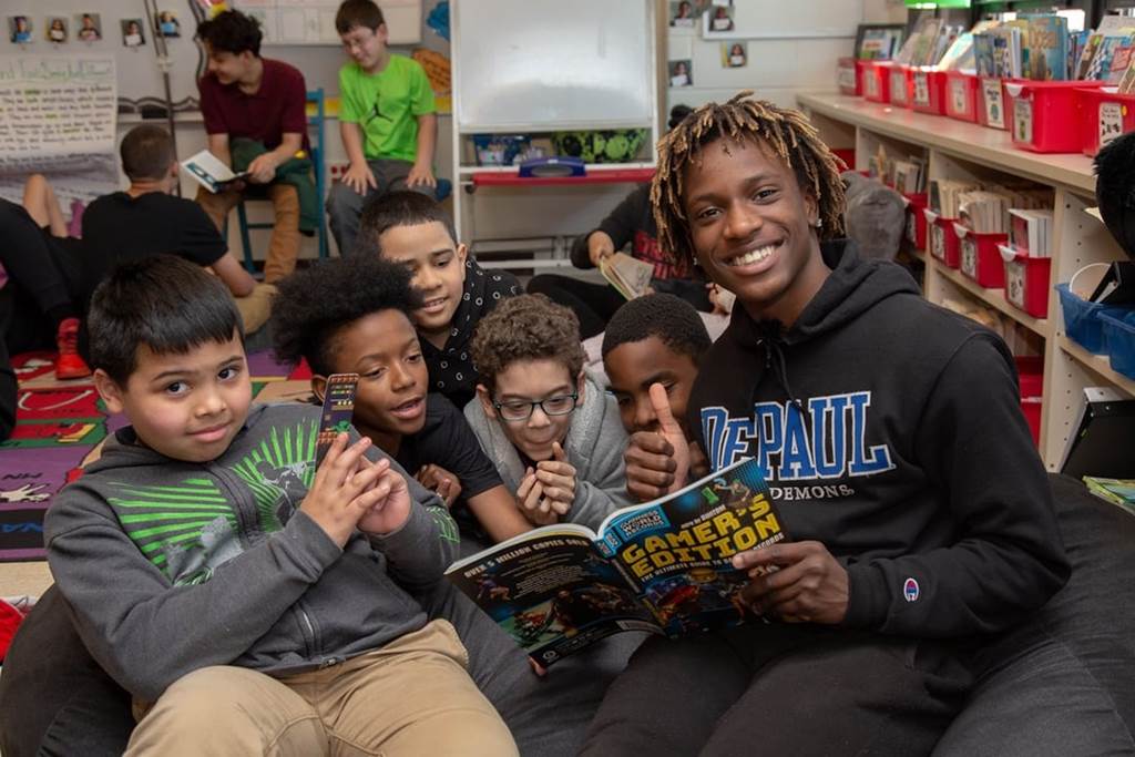 Image of children in elementary school reading session  