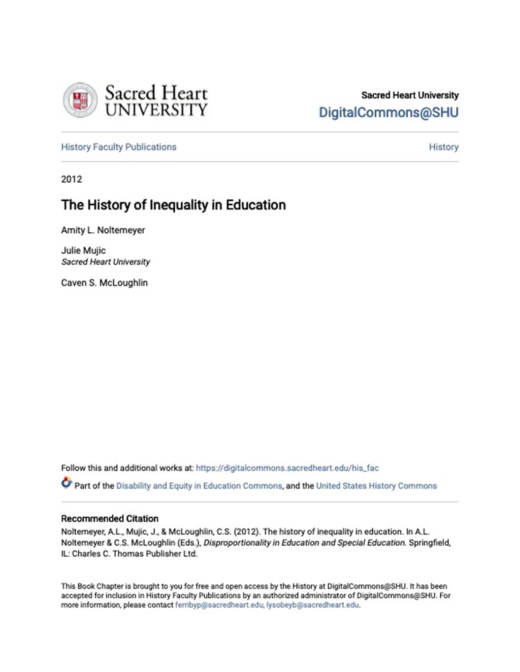 History of Inequality in Education - Document image
