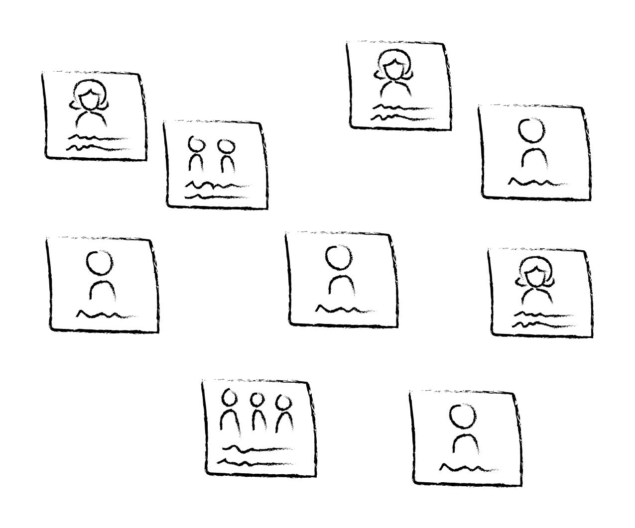 sketch of spread out stakeholder sticky notes