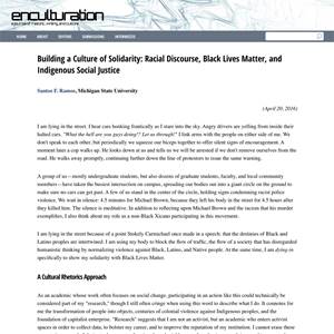 Building a Culture of Solidarity: Racial Discourse, Black Lives Matter, and Indigenous Social Justice - Cover image