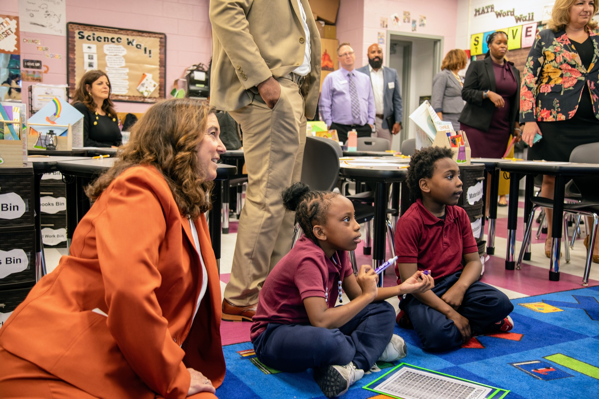 students on carpet
