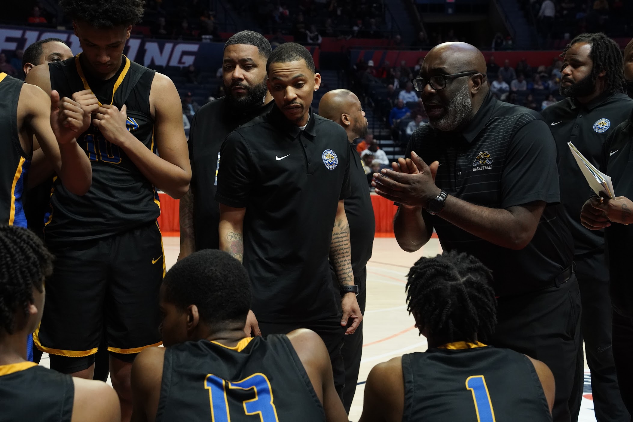 Simeon boys basketball team talking