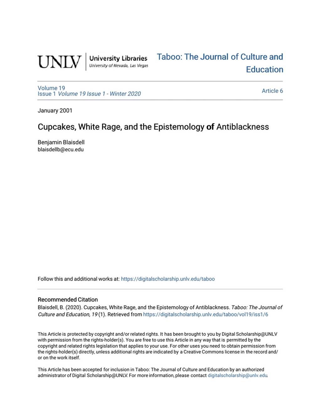Cupcakes, White Rage, and the Epistemology of Antiblackness - image