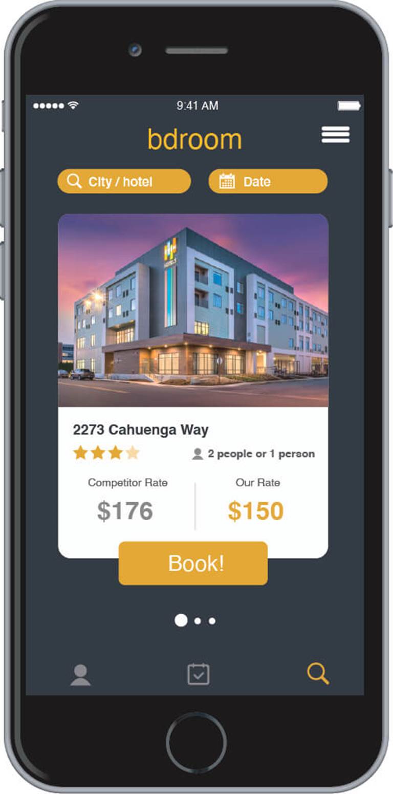 image of smartphone with booking app including color and picture