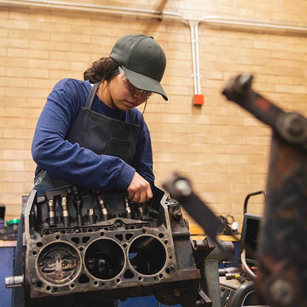 A student participates in an auto internship