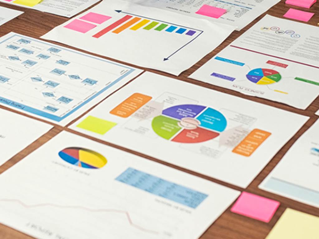 Table with various charts shown