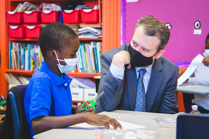 CPS CEO Pedro Martinez visits a school